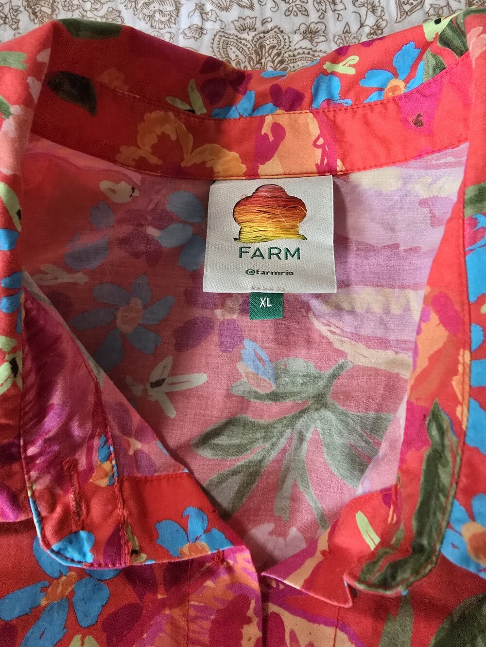 Farm Rio Red Spring Bananas Midi Dress, XL - Picture 5 of 8